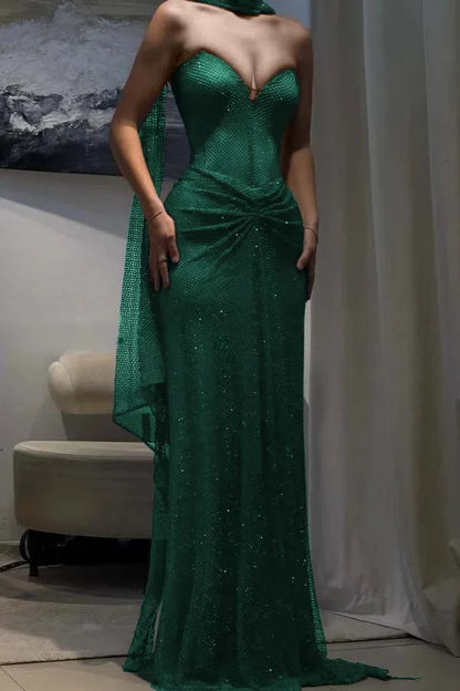 Dark Blue Sweetheart Sheath Strapless Prom Dress ZT0704