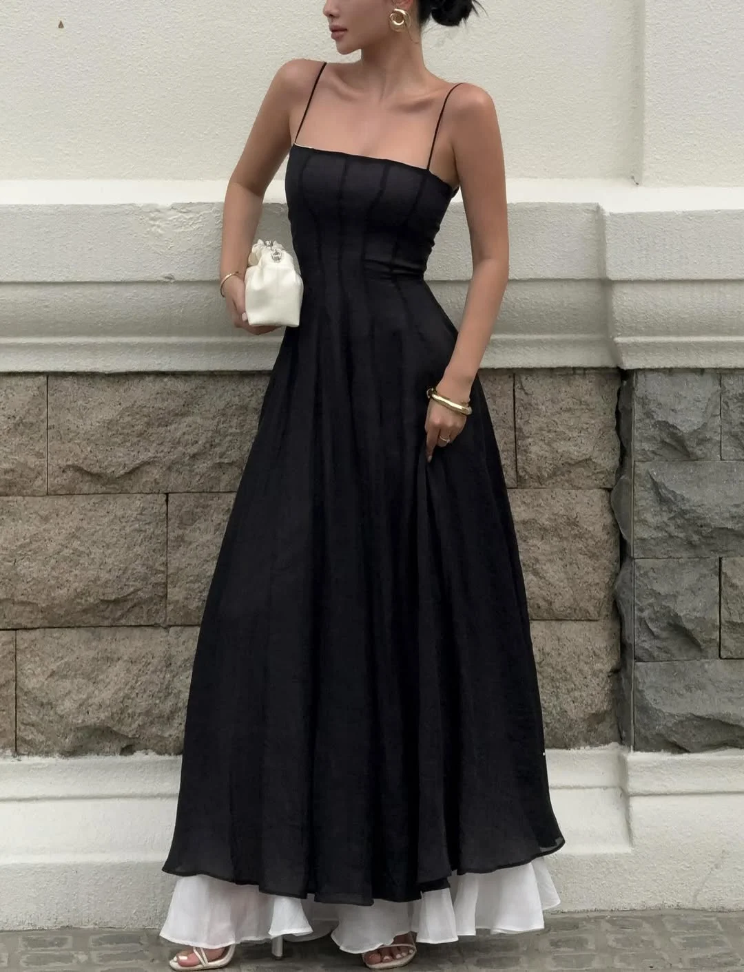 Simple Chiffon Spaghetti Straps Sleeveless High Long Prom Dress