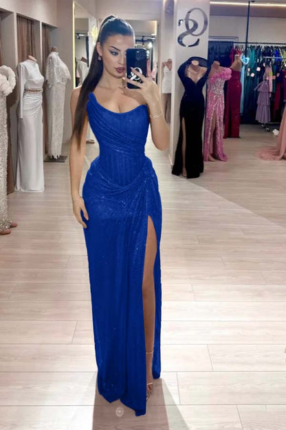Strapless Sleeveless Mermaid Long Evening Formal Dress With High Split