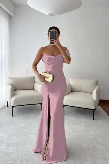 Sleeveless Prom Dress Mermaid Slimming Pleated with Split