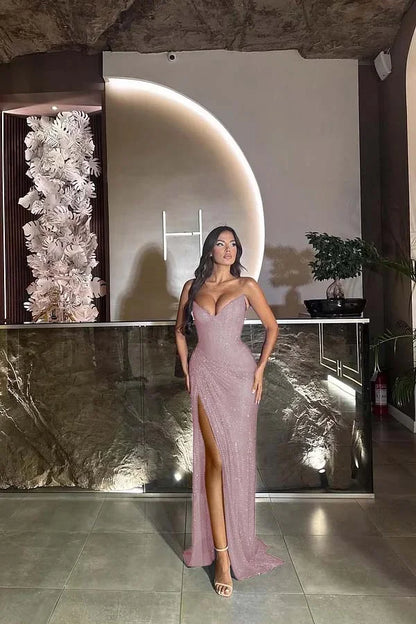 Gorgeous Royal Blue Split Strapless Prom Dress