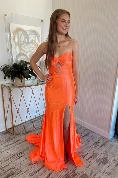 Sparkly Mermaid Sweetheart Keyhole Blush Prom Dress with Hot Stone