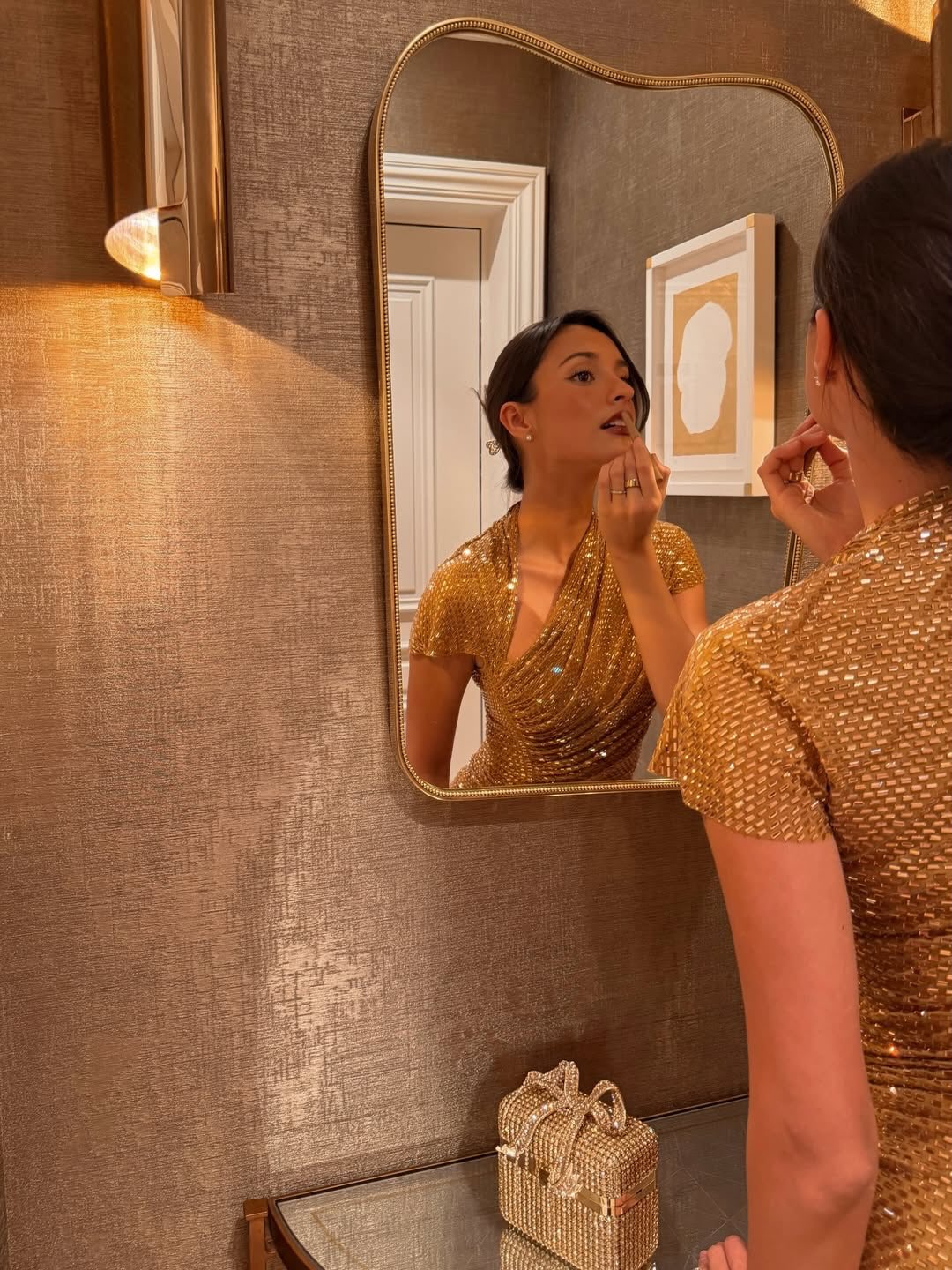 Glod Sleevless Mermaid Sequins Sparkle Prom Dress