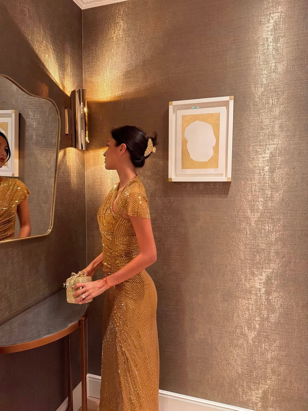 Glod Sleevless Mermaid Sequins Sparkle Prom Dress