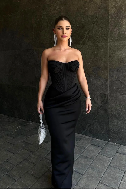 Black Sleeveless Strapless Sweetheart Mermaid Prom Dress