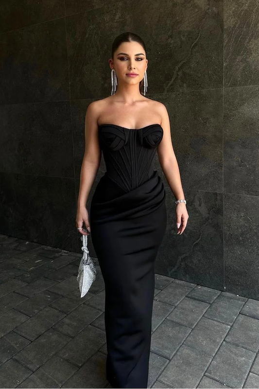 Black Sleeveless Strapless Sweetheart Mermaid Prom Dress