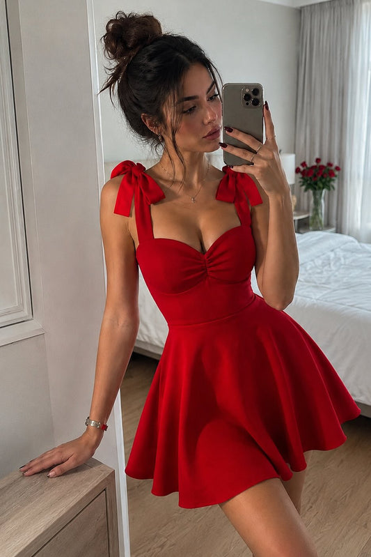 Sweetheart Tie-Strap A-Line Mini Dress