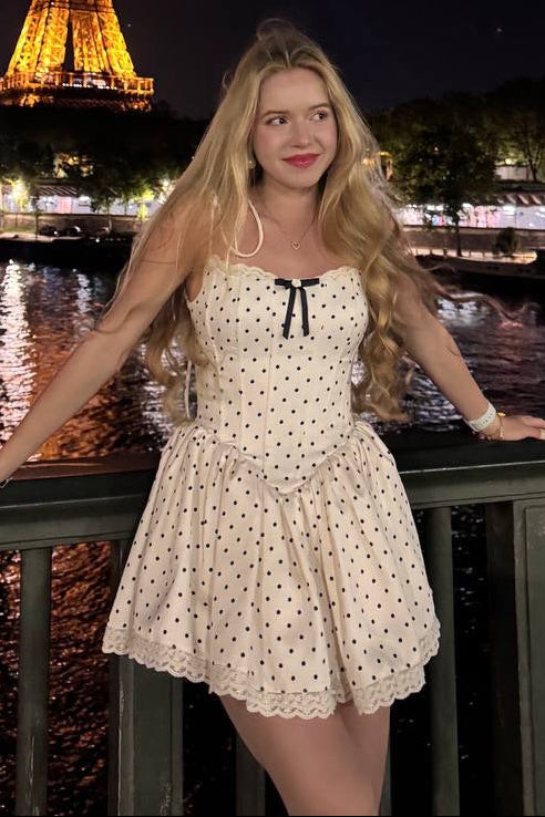 Polka Dot Corset A-Line Mini Dress