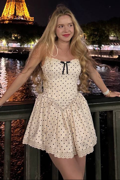 Polka Dot Corset A-Line Mini Dress