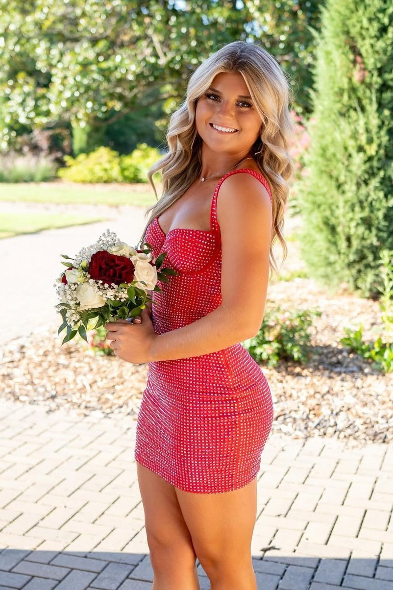 Rhinestone Sweetheart Corset Bodycon Mini Dress