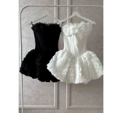 Strapless Corset 3D Floral Mini Dress