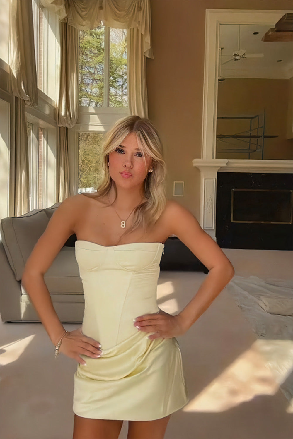 Strapless Corset Mini Dress with Lace-Up Back