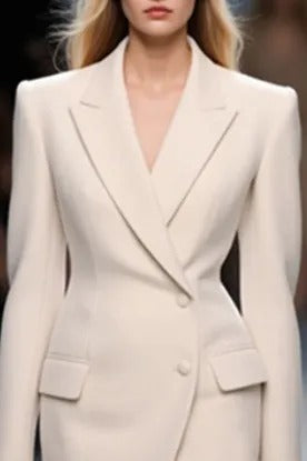 Asymmetrical Blazer Mini Dress with Notched Lapels