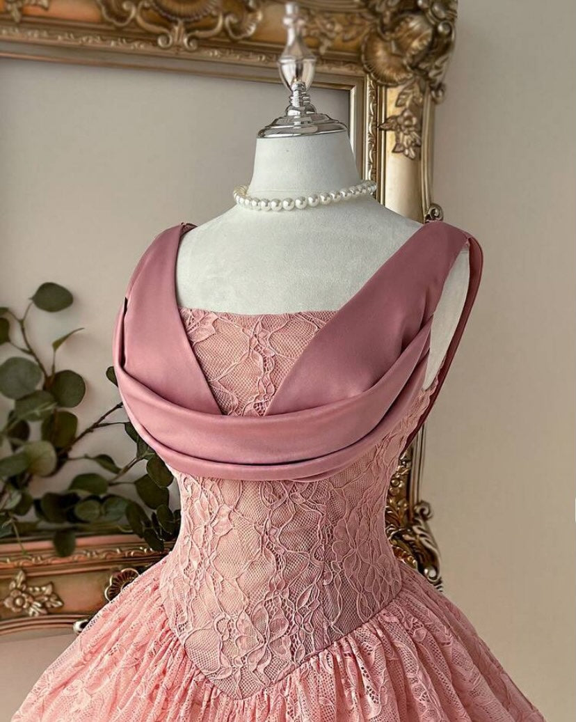 Lace A-Line Corset Homecoming Dress with Satin Drape