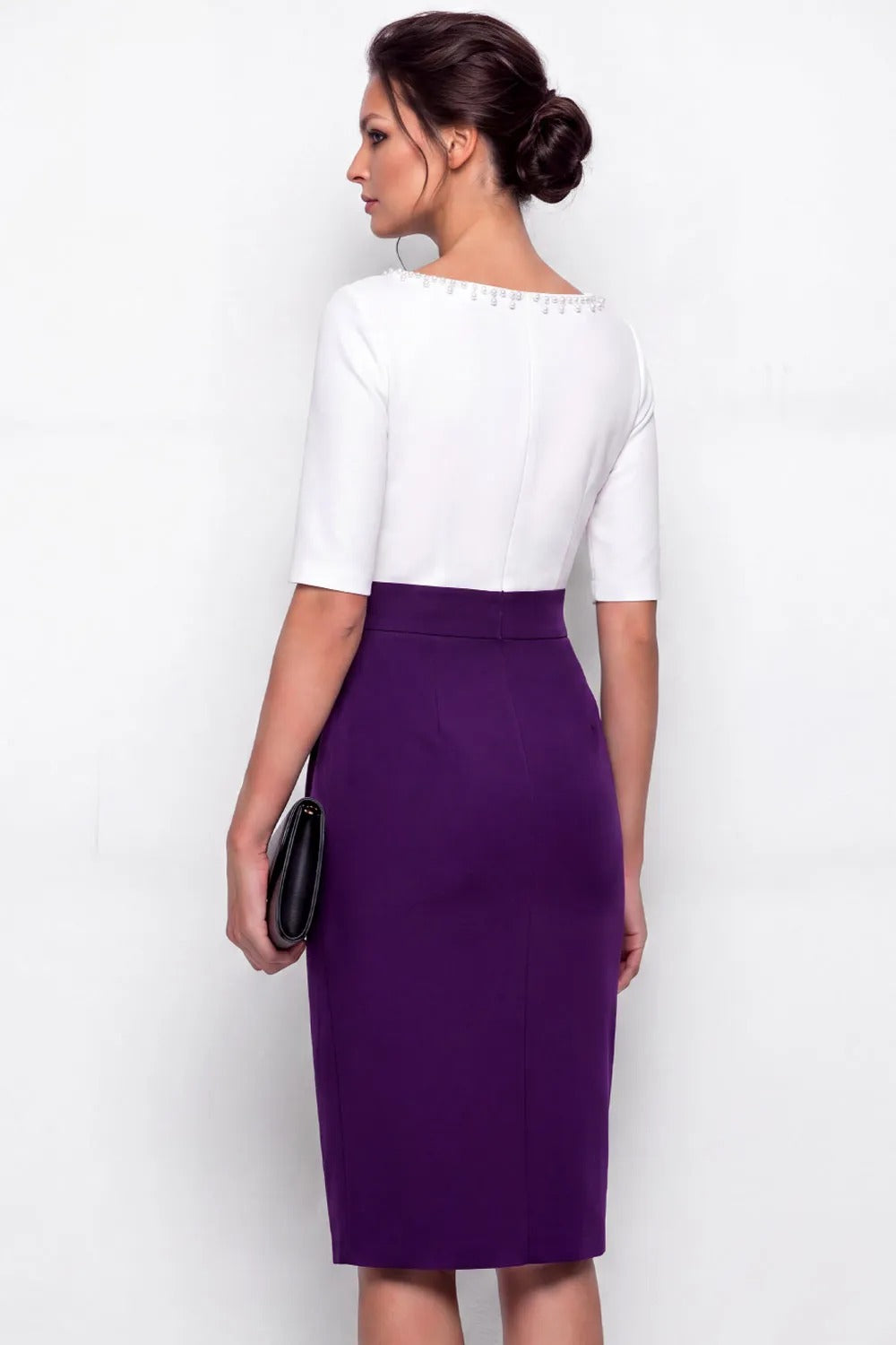Embellished Bateau Neck Wrap Sheath Midi Dress