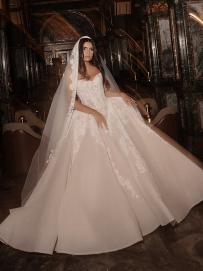 Strapless Lace Sweetheart Ball Gown Wedding Dress