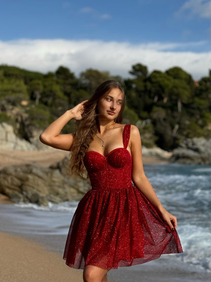 Sweetheart Corset Glitter Mini Dress