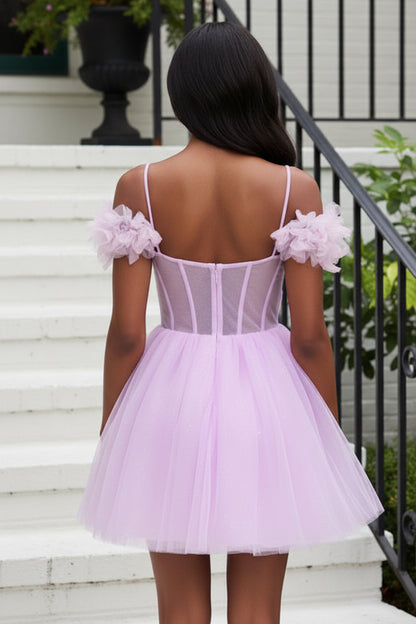 Glitter Tulle Sweetheart Corset A-Line Mini Dress