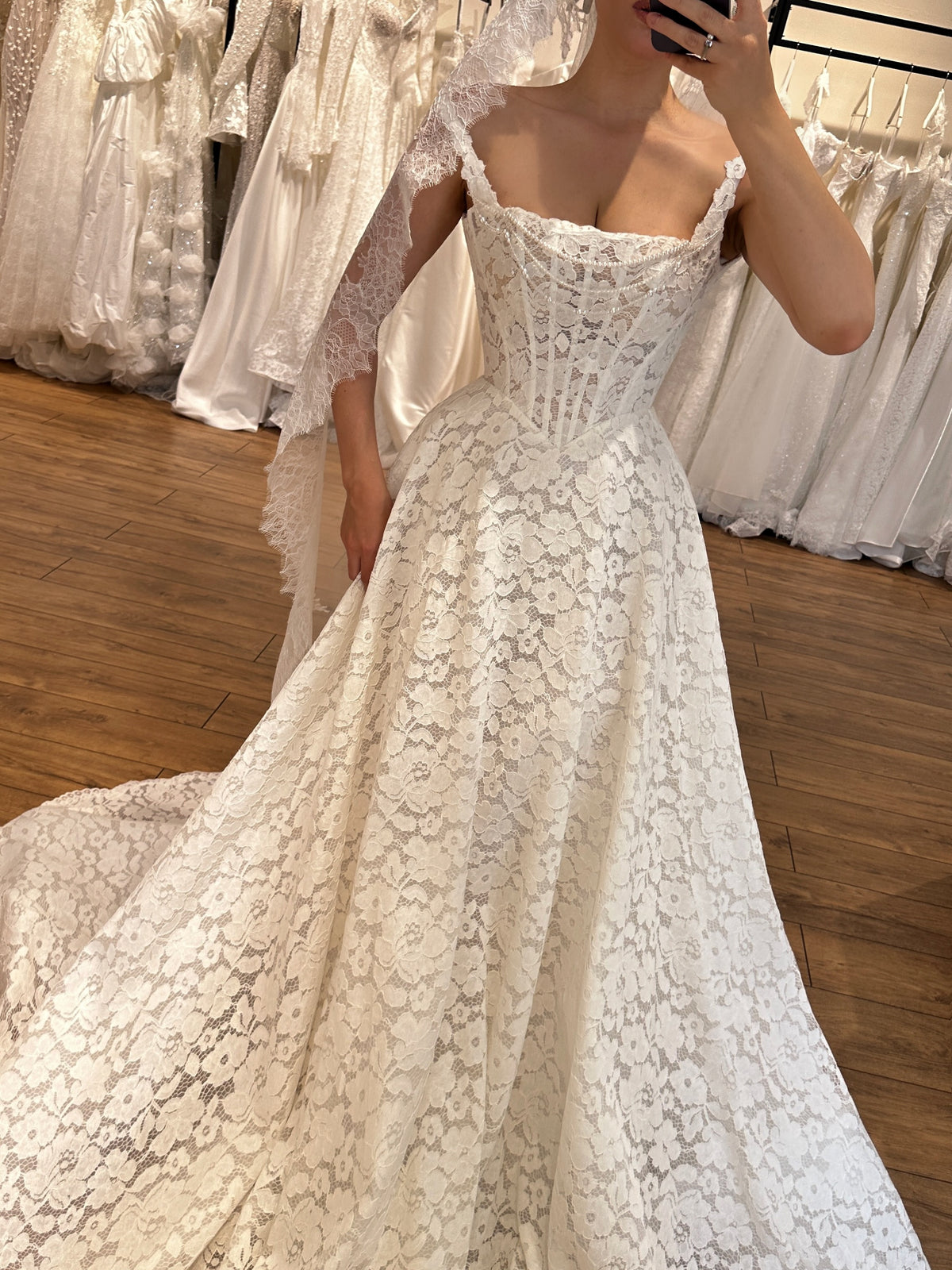 Corset Lace A-Line Wedding Dress with Train