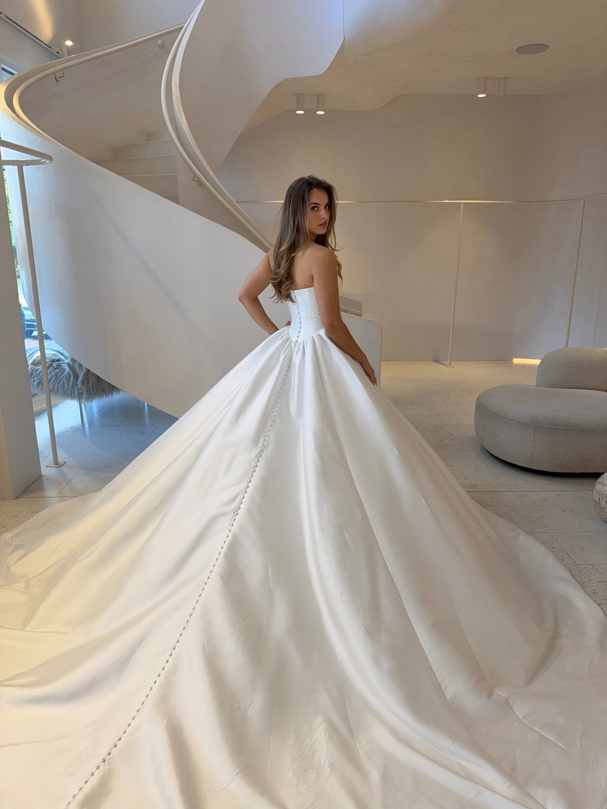 Strapless Satin Ball Gown Wedding Dress