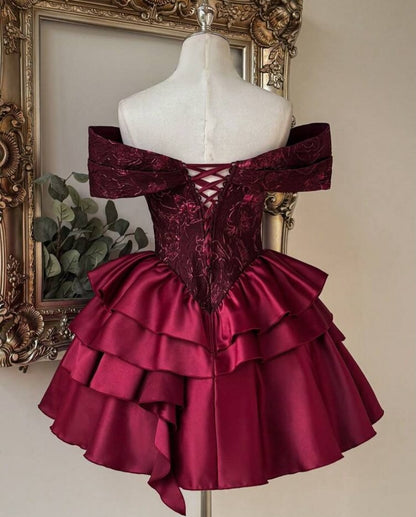 Off-the-Shoulder Tiered Corset Mini Dress