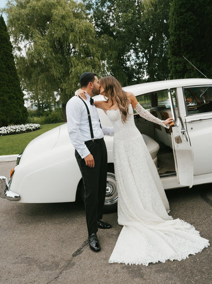 Strapless Lace A-Line Wedding Dress with Train