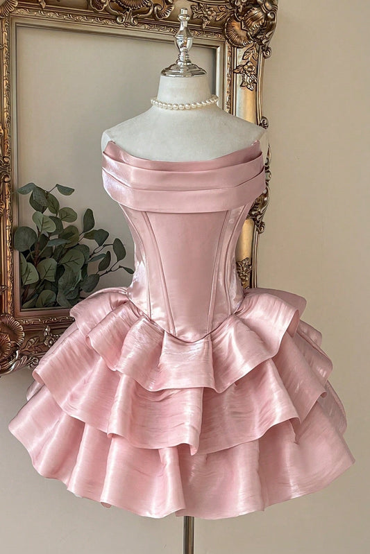 Off-the-Shoulder Corset Tiered Ruffle Mini Dress
