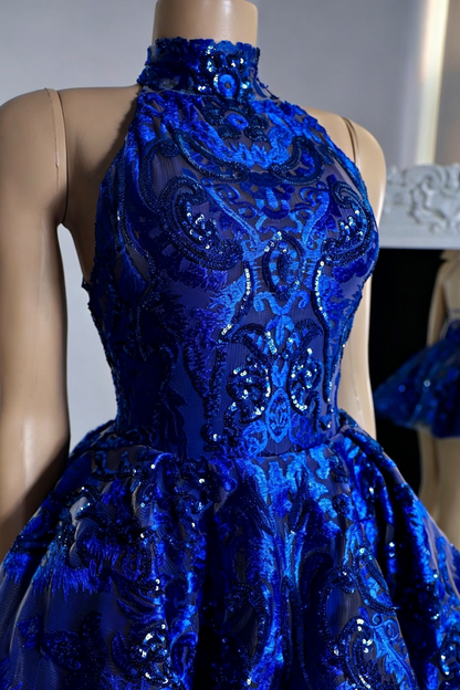 Halter Neck Open Back Sequined Mini Dress