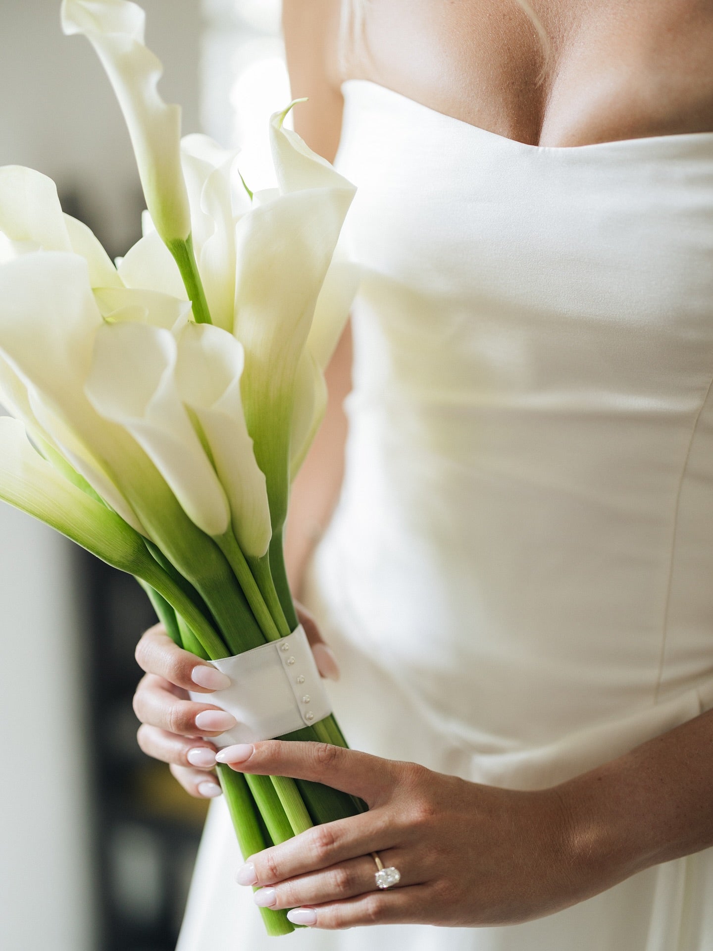 Satin A-Line Wedding Dress with Pleated Train Skirt