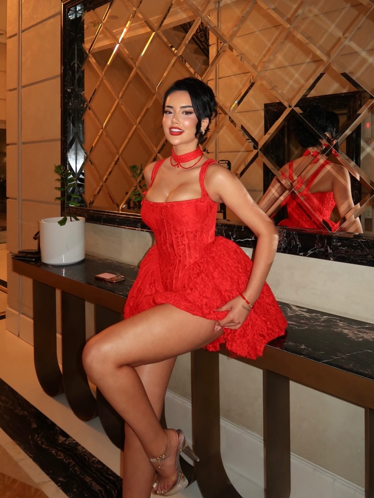 Lace Corset Mini Dress with Bubble Skirt