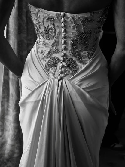 Embellished Strapless Trumpet Wedding Dress