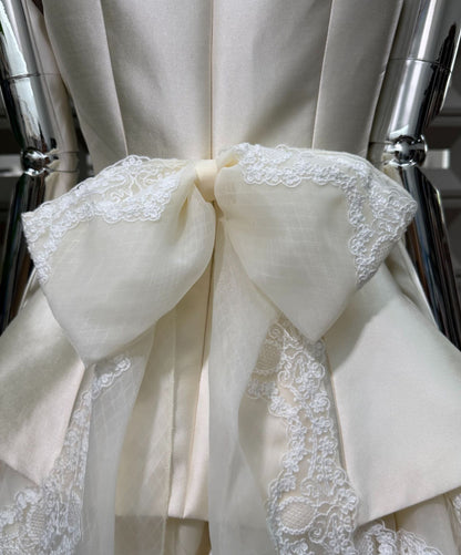 Square Neck Ruffled Mini Dress with Back Bow