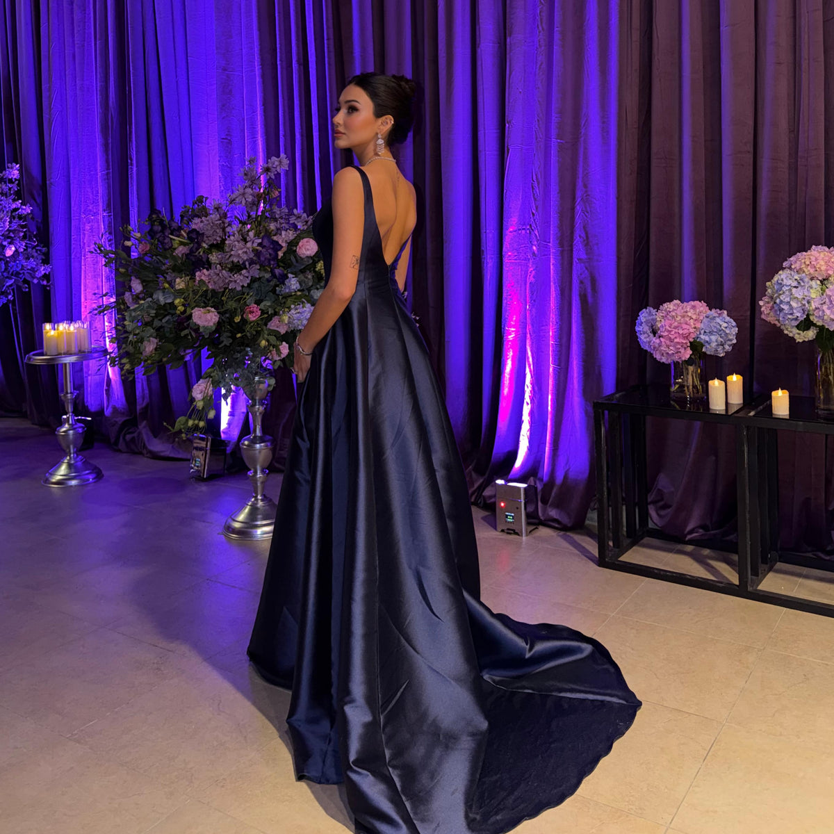 Square Neck A-Line Gown with Train