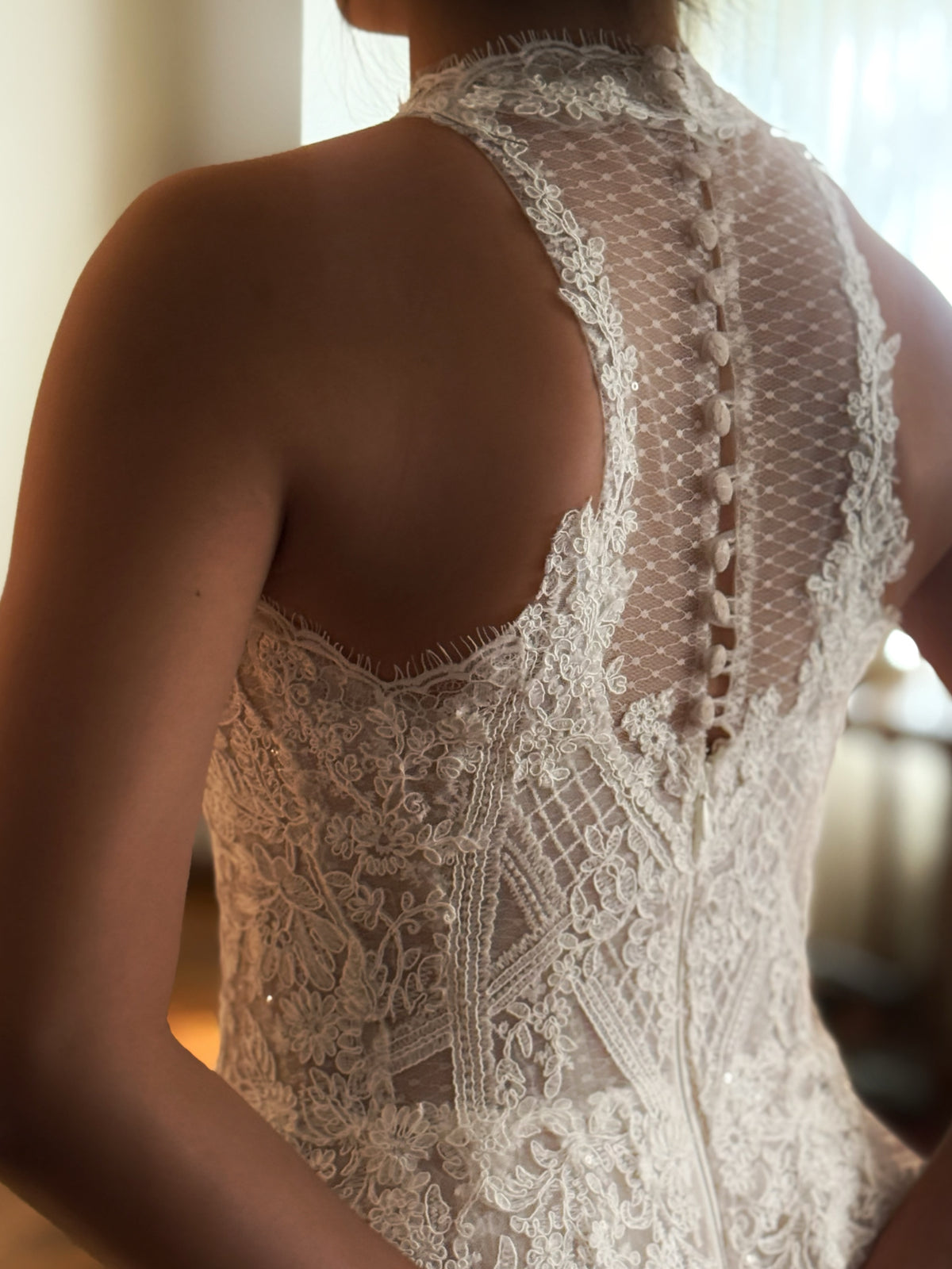 Tiered Lace Halter Mini Dress