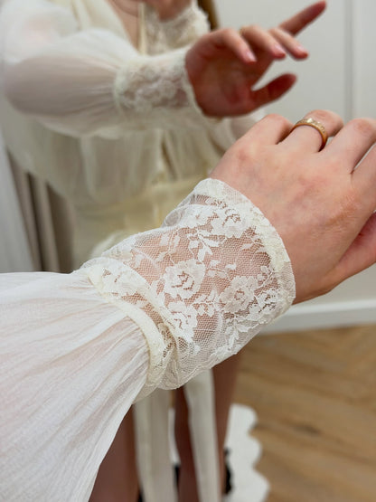 V-Neck Tiered Ruffled Mini Dress with Lace Details