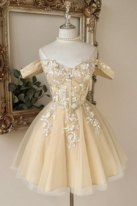 A-Line Corset Tulle Sweetheart Homecoming Dress