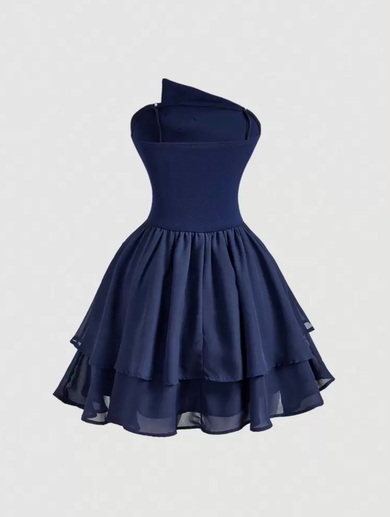 Asymmetrical 3D Flower Tiered Strapless Mini Dress