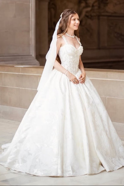 Sweetheart Floral Ball Gown Wedding Dress