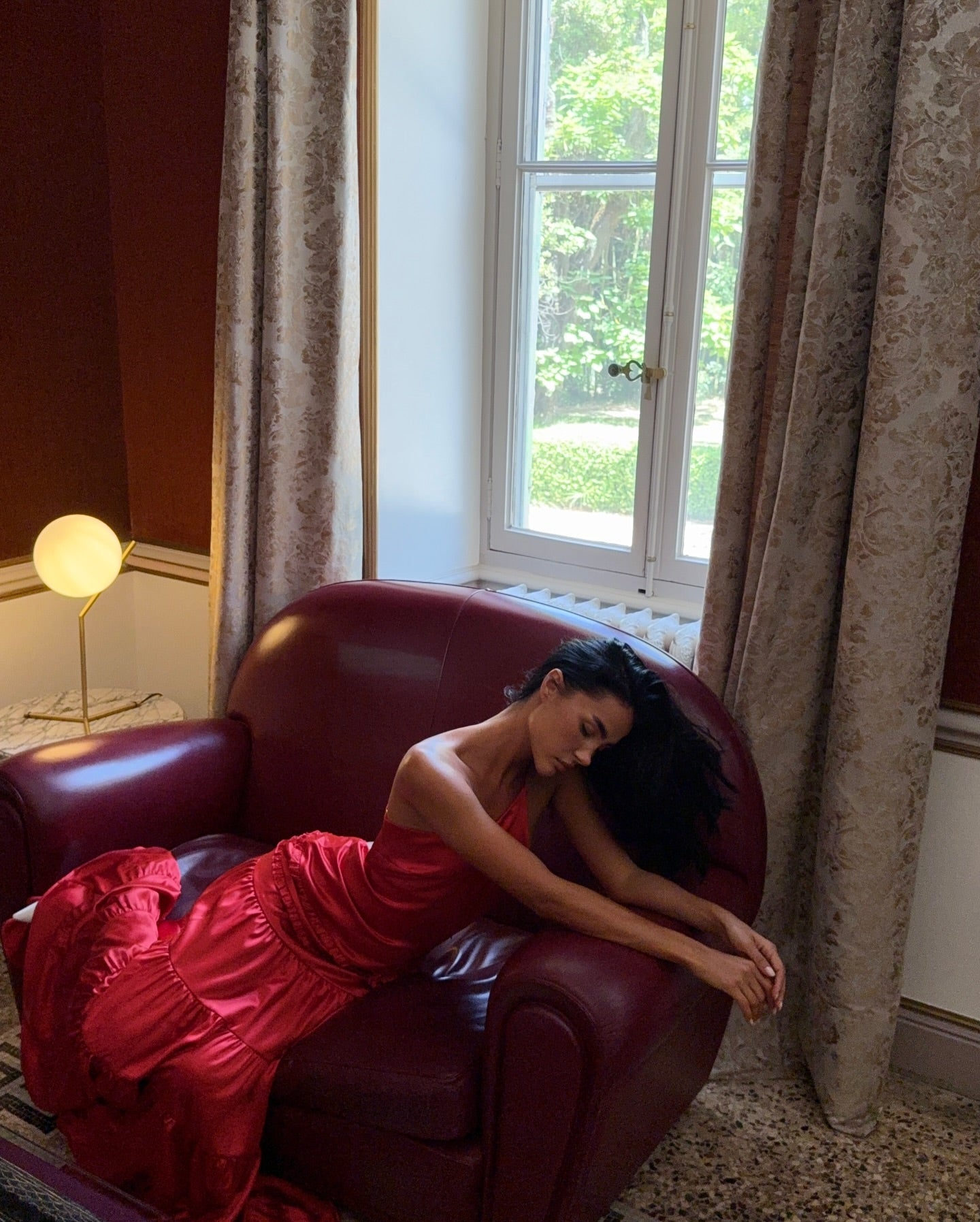 Asymmetrical One-Shoulder Tiered Satin Gown