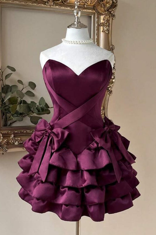 Tiered Satin Ruffle Dress with Corset Back