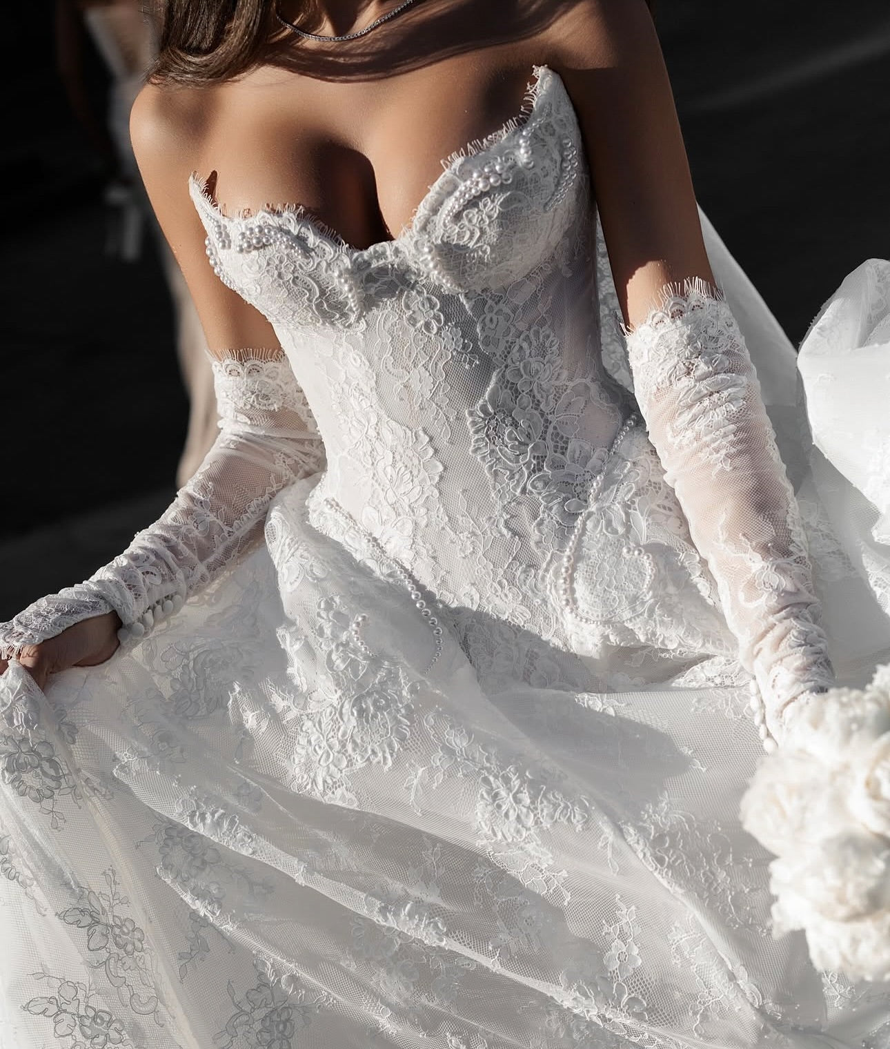 Corset Sweetheart Lace Ball Gown Wedding Dress
