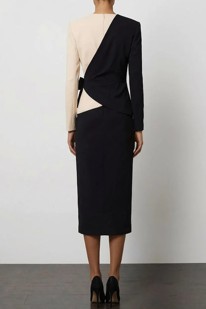 Asymmetric Wrap Midi Dress with Side Bow