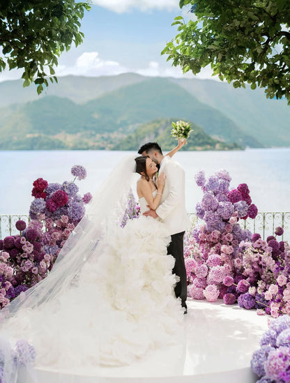 Strapless Organza Ruffle Ball Gown Wedding Dress