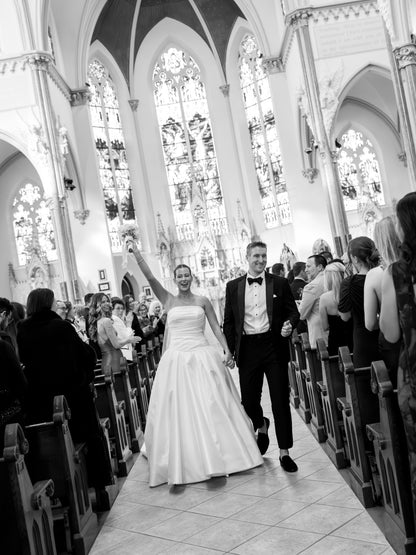 Strapless Ruched Bodice Wedding Dress with Train