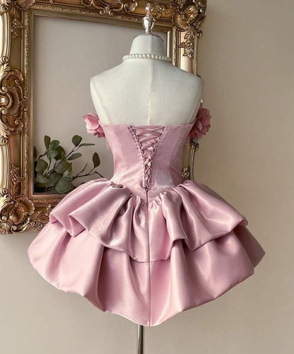 3D Flower Corset Bubble Skirt Mini Dress