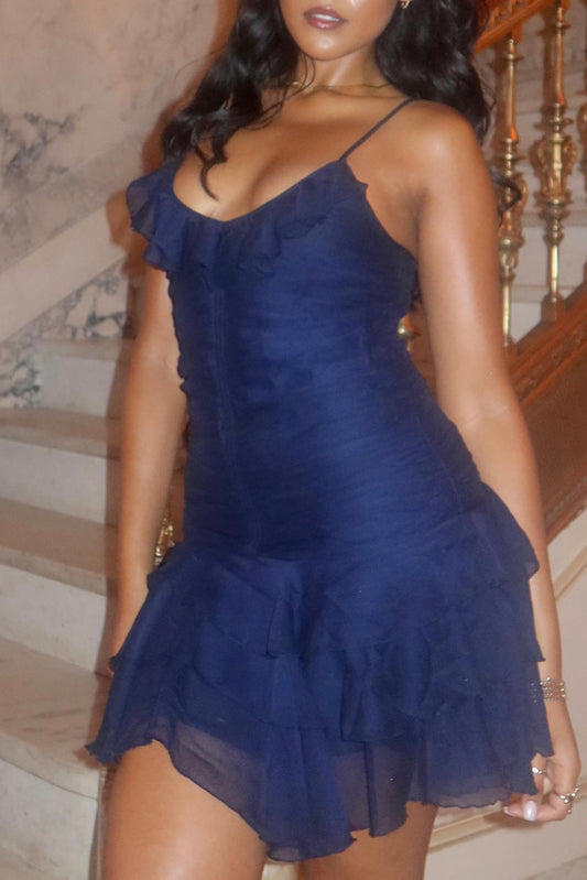 Ruffled Tiered Chiffon Mini Dress