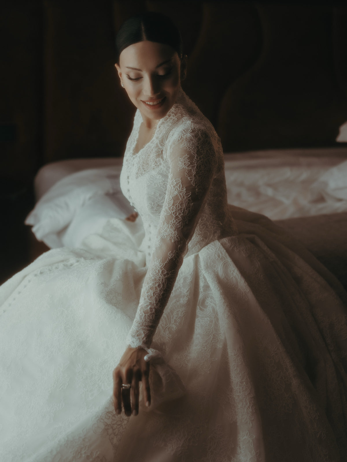 Lace Ball Gown Wedding Dress with Hooded Cape