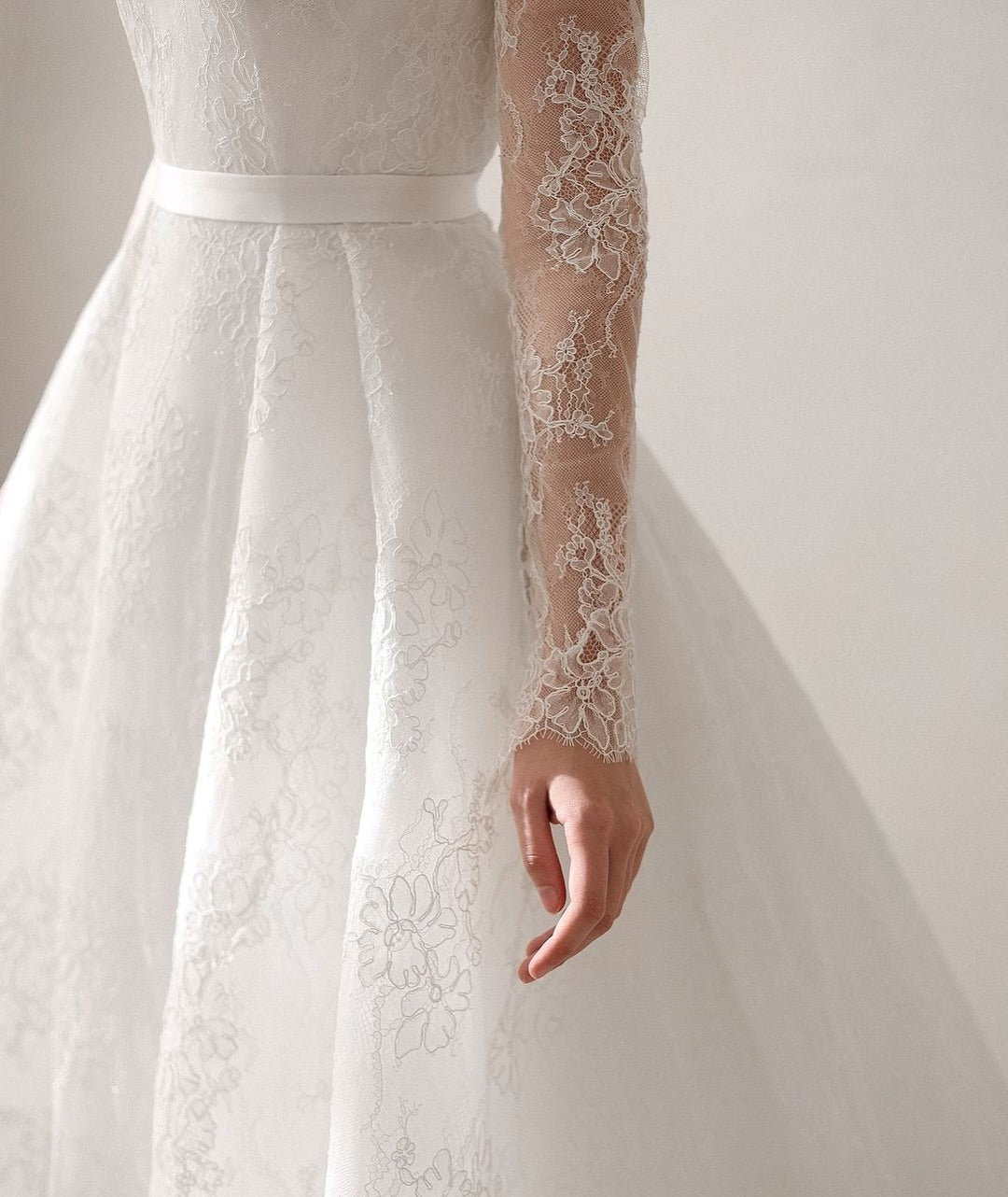 Lace High Neck Ball Gown Wedding Dress