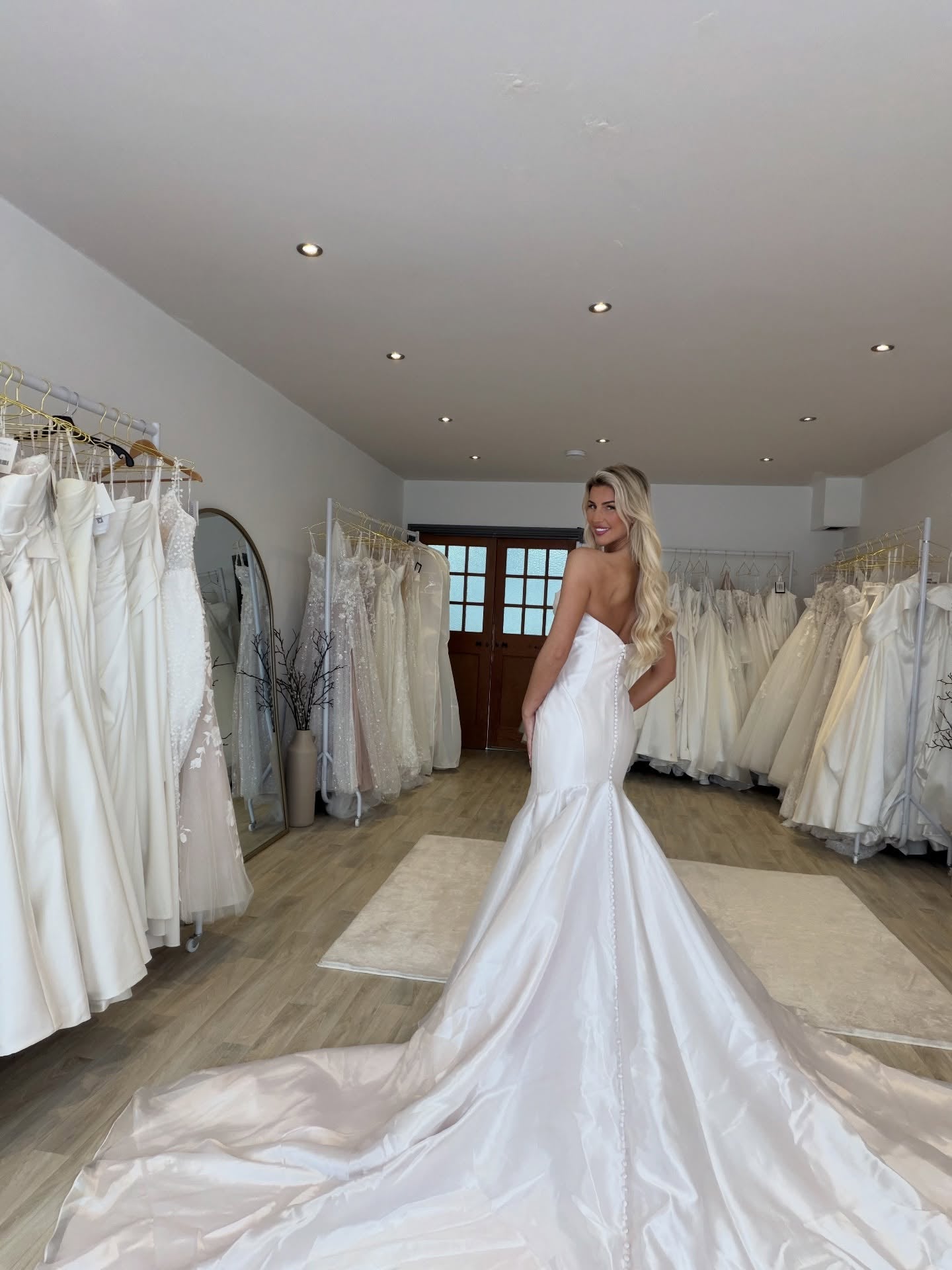 Strapless Cowl Neck Mermaid Wedding Dress with Train