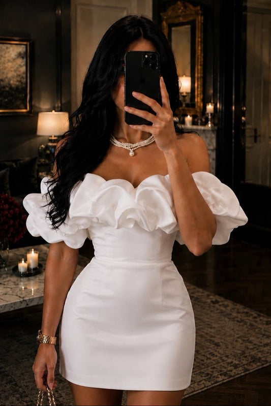 Ruffled Off-the-Shoulder Bodycon Mini Dress
